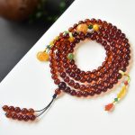 Natural Blood Amber 108 Bead Mala Bracelet