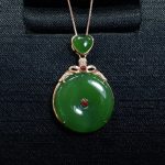 Natural Spinach Green Hetian Jade Peace Buckle Pendant