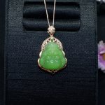 Natural Apple Green Hetian Jade Laughing Buddha Pendant